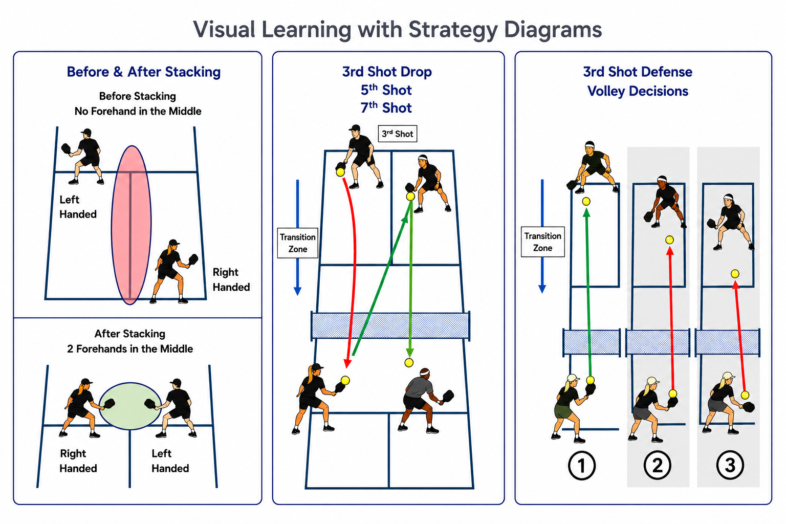 Visual learning with Pickleball35 strategy diagrams